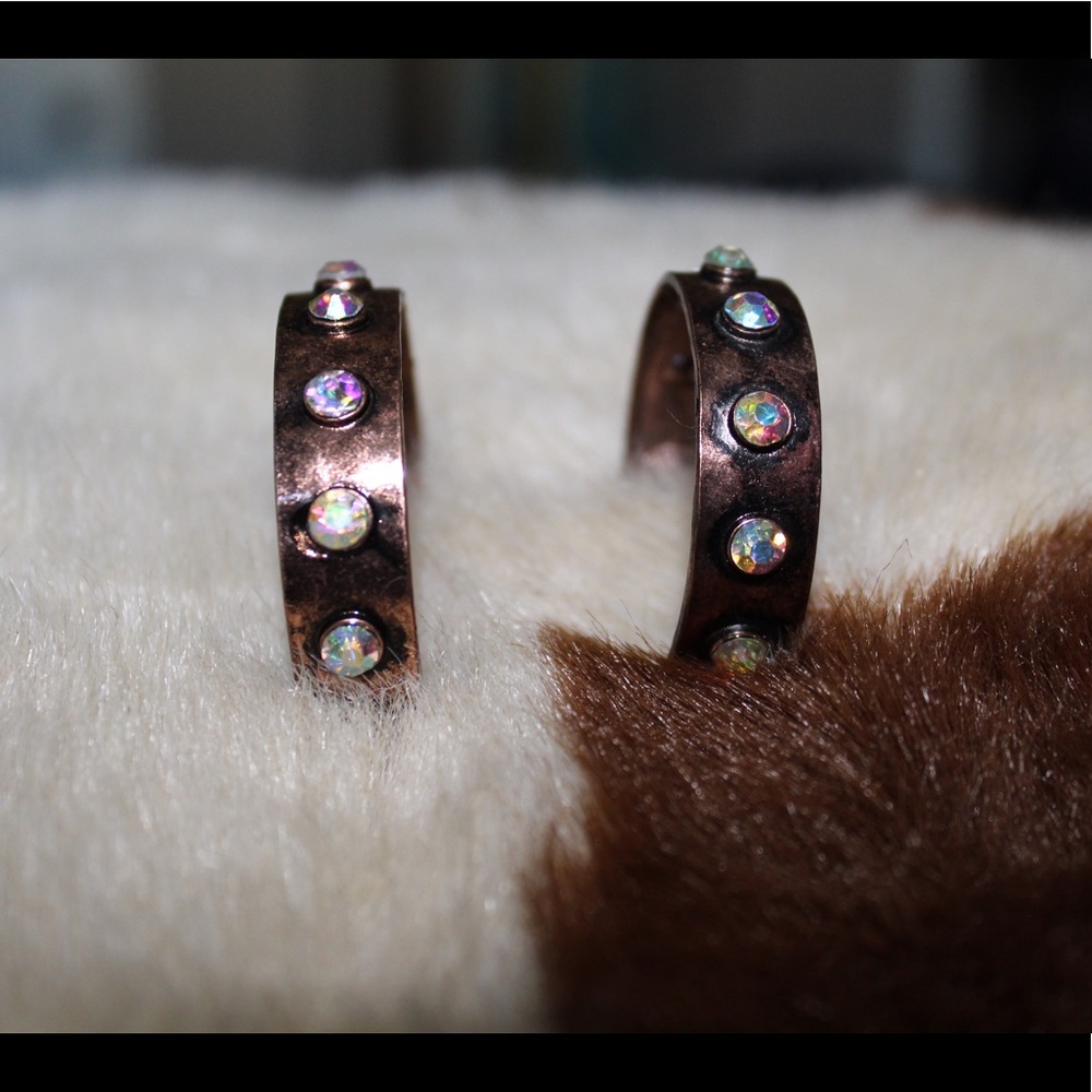 Copper Crystal Hoop Earrings